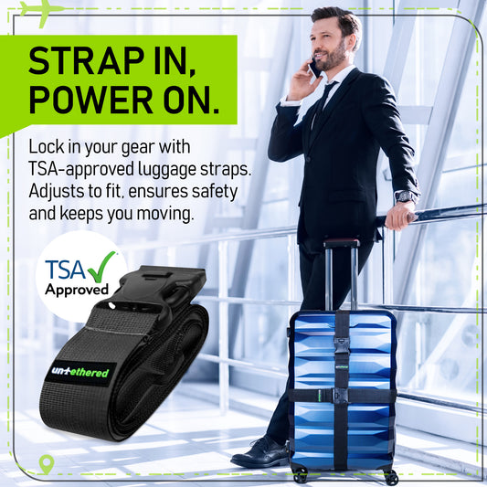 Black 4-Pack Luggage Straps