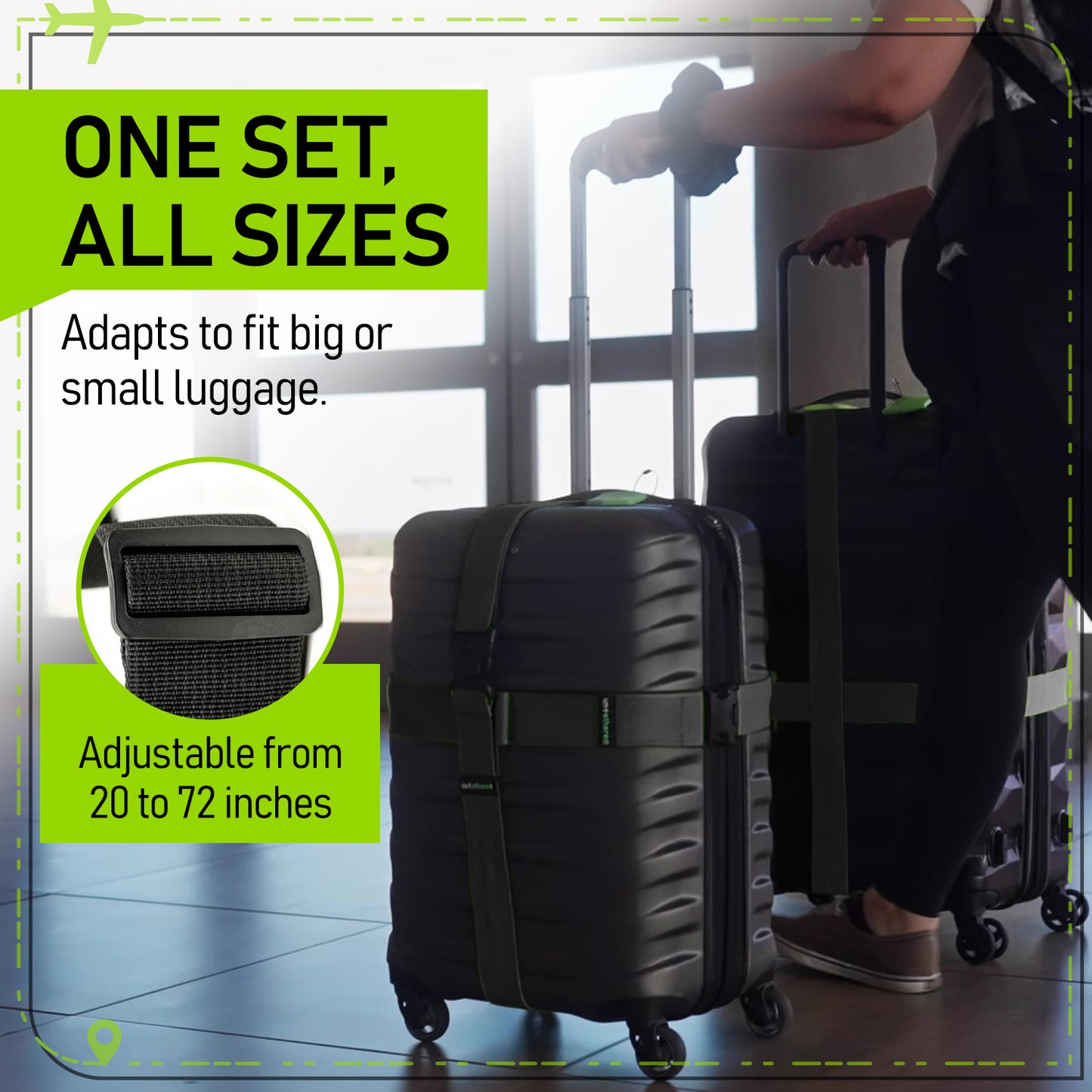 Black 4-Pack Luggage Straps