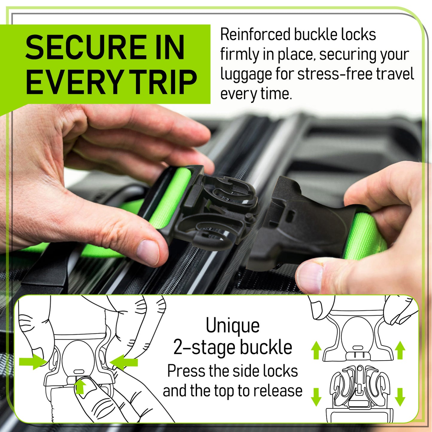 4-Pack Green Luggage Tag and Strap Set