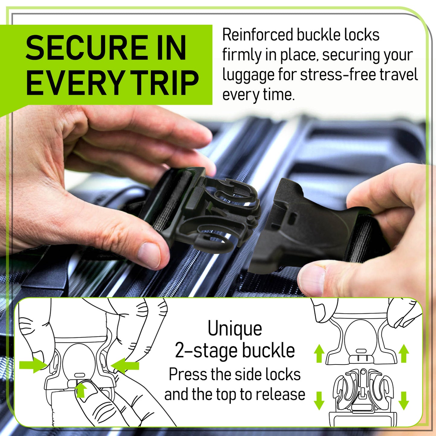 4-Pack Black Luggage Tag and Strap Set