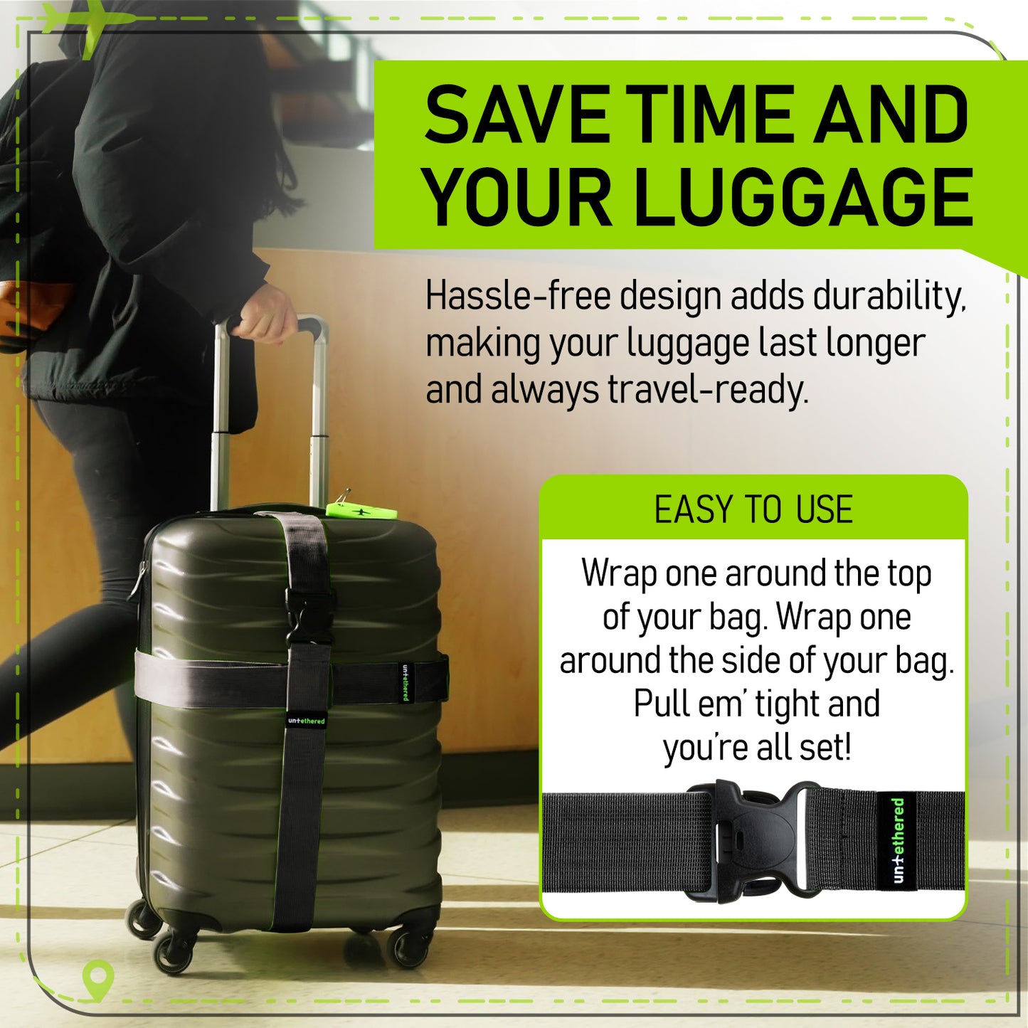 Black 4-Pack Luggage Straps