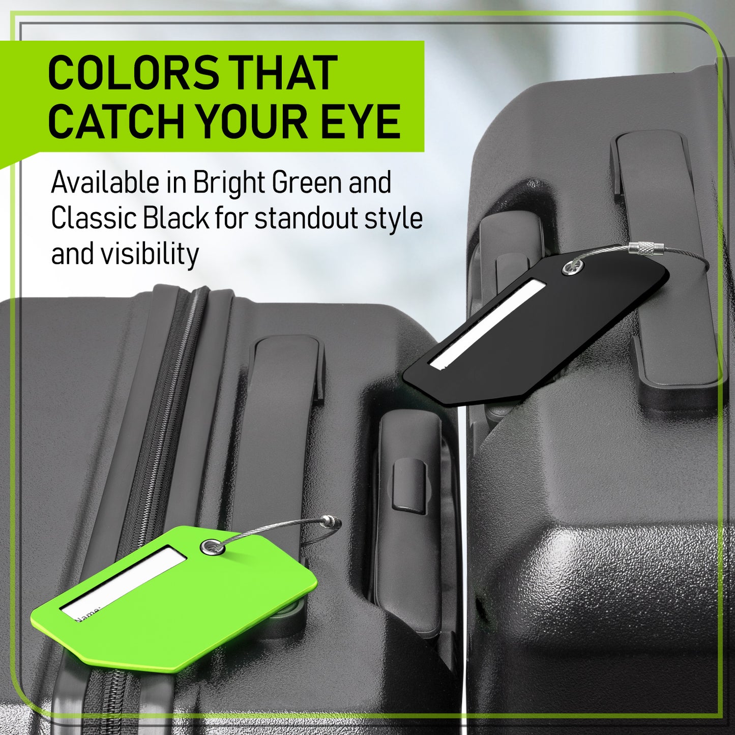 4-Pack Black Silicone Luggage Tag Set