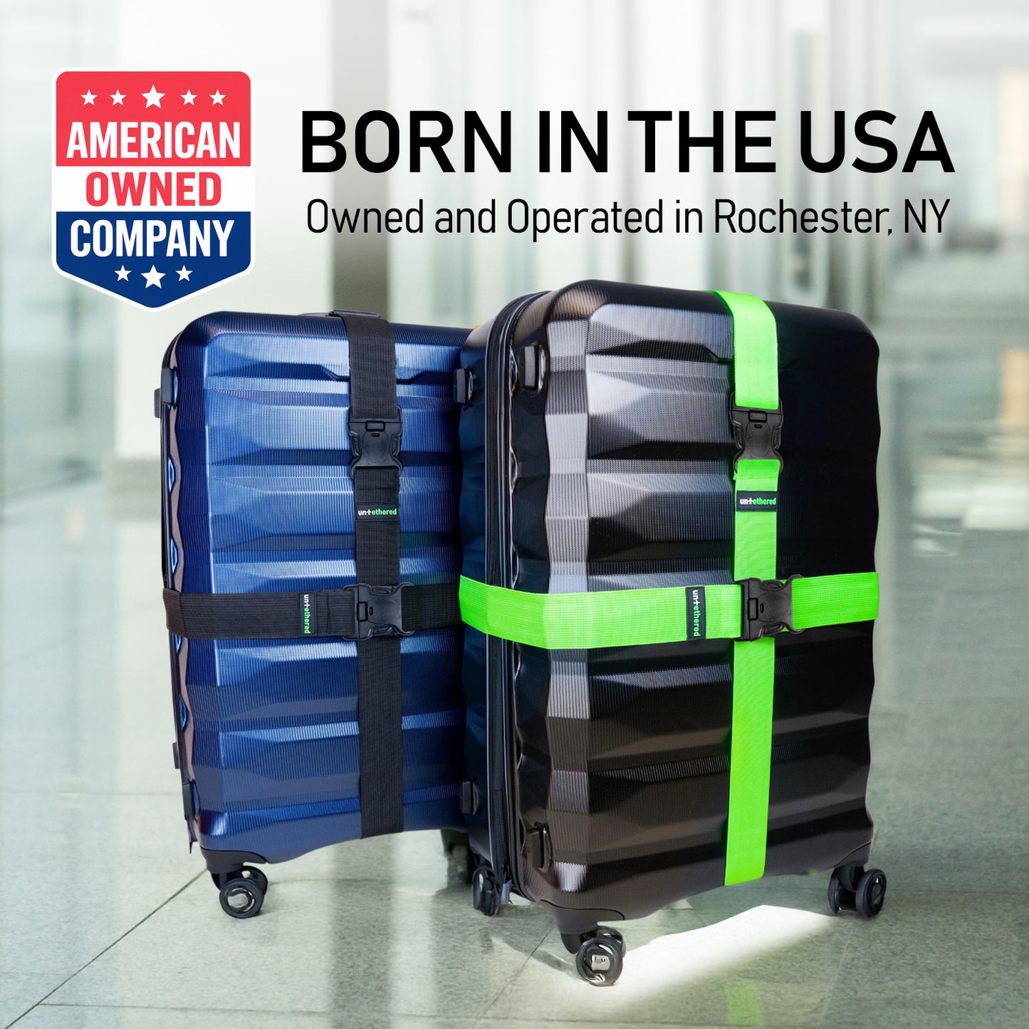 Green 4-Pack Luggage Straps