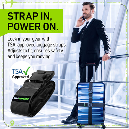 Black 4-Pack Luggage Straps