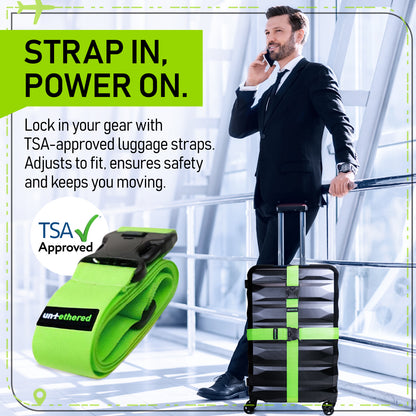 Green 4-Pack Luggage Straps