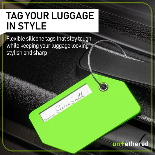 4-Pack Green Silicone Luggage Tag Set