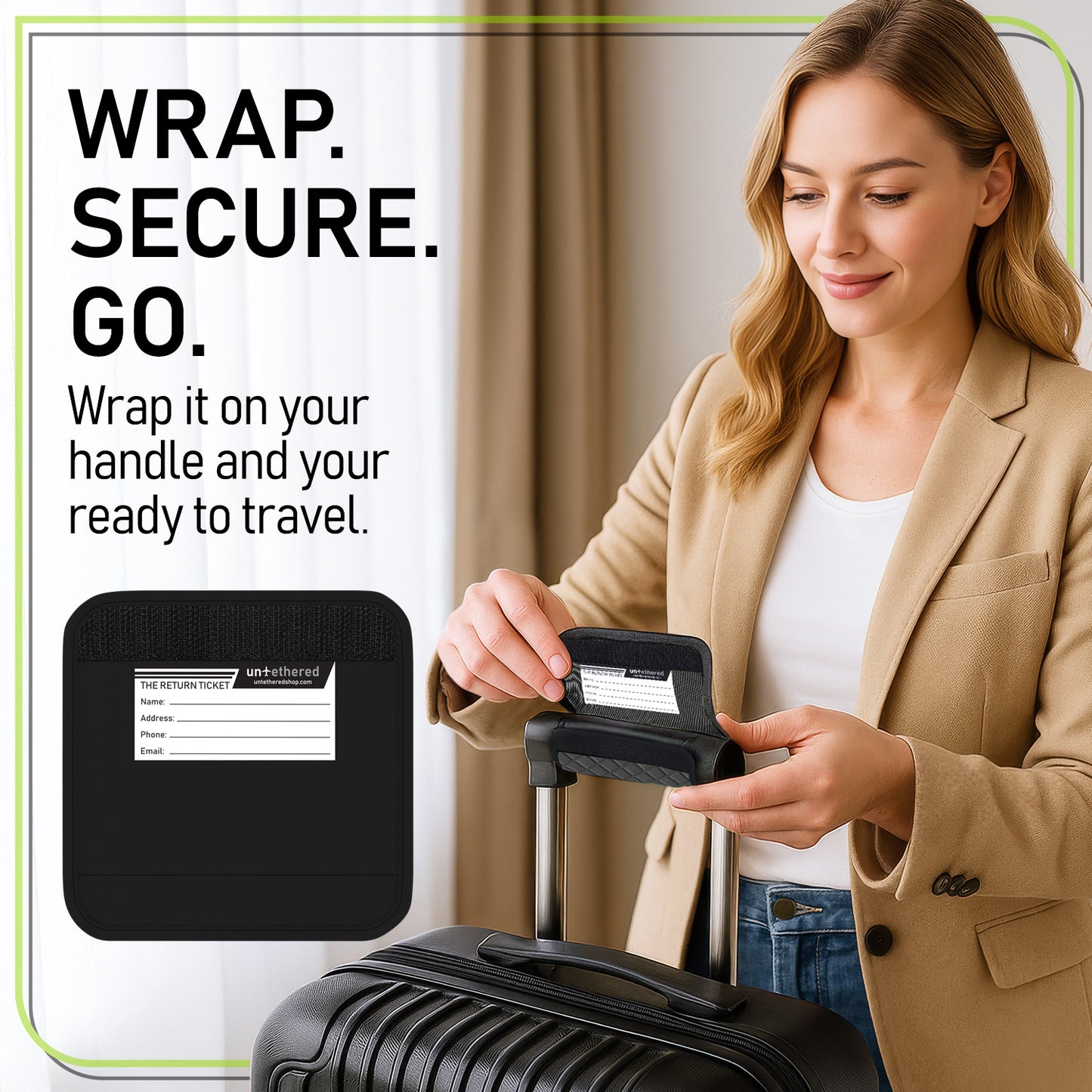 4-Pack Black Padded Luggage Handle Wraps