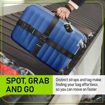 4-Pack Black Luggage Tag and Strap Set