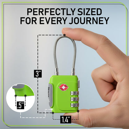 3-Pack Green TSA-Approved Luggage Locks