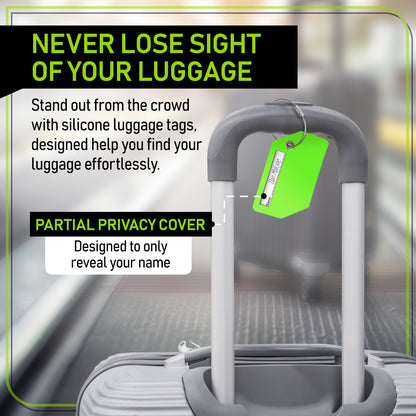 4-Pack Green Silicone Luggage Tag Set