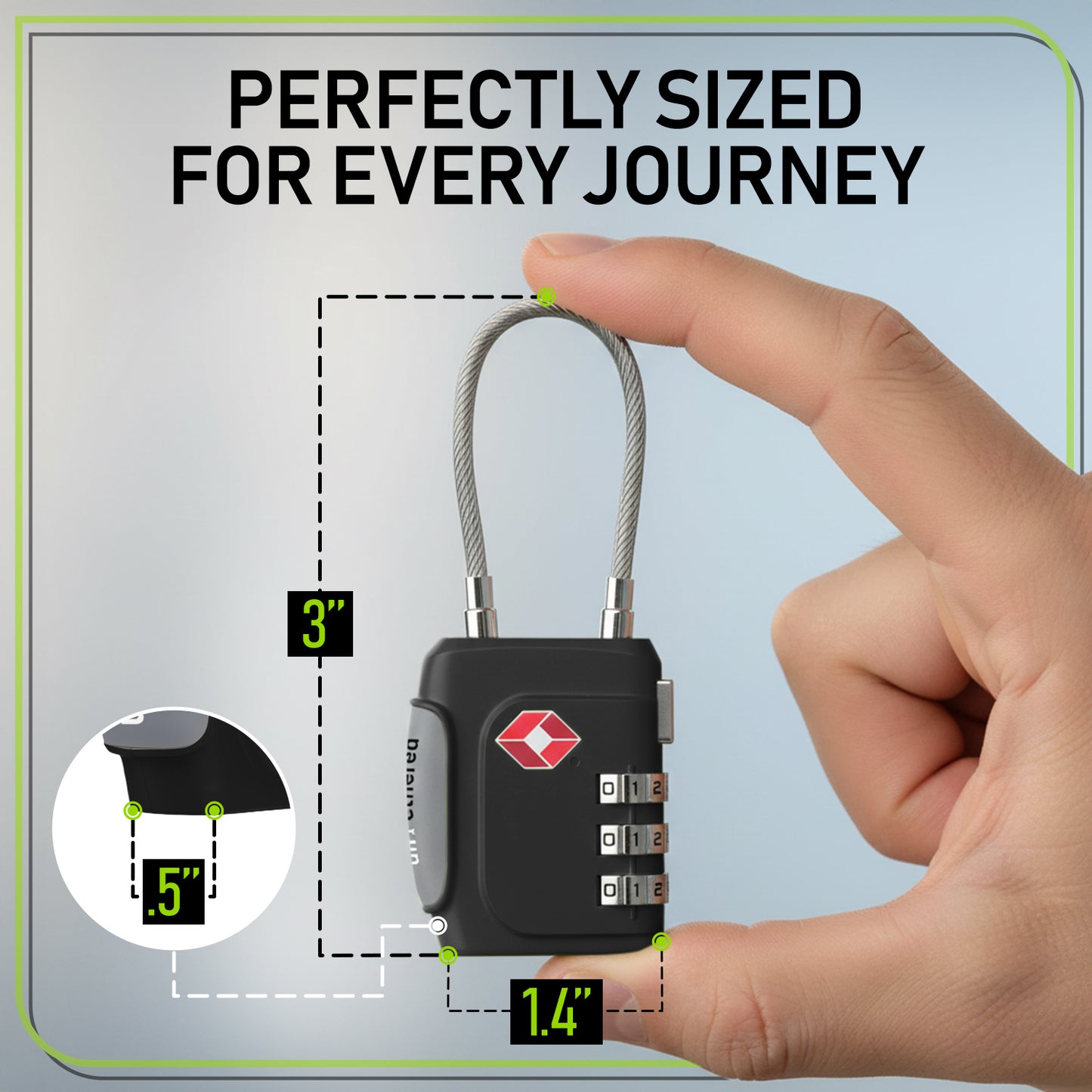 3-Pack Black TSA-Approved Luggage Locks