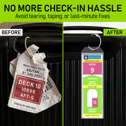 6-Pack Wide Clear Cruise Luggage Tags