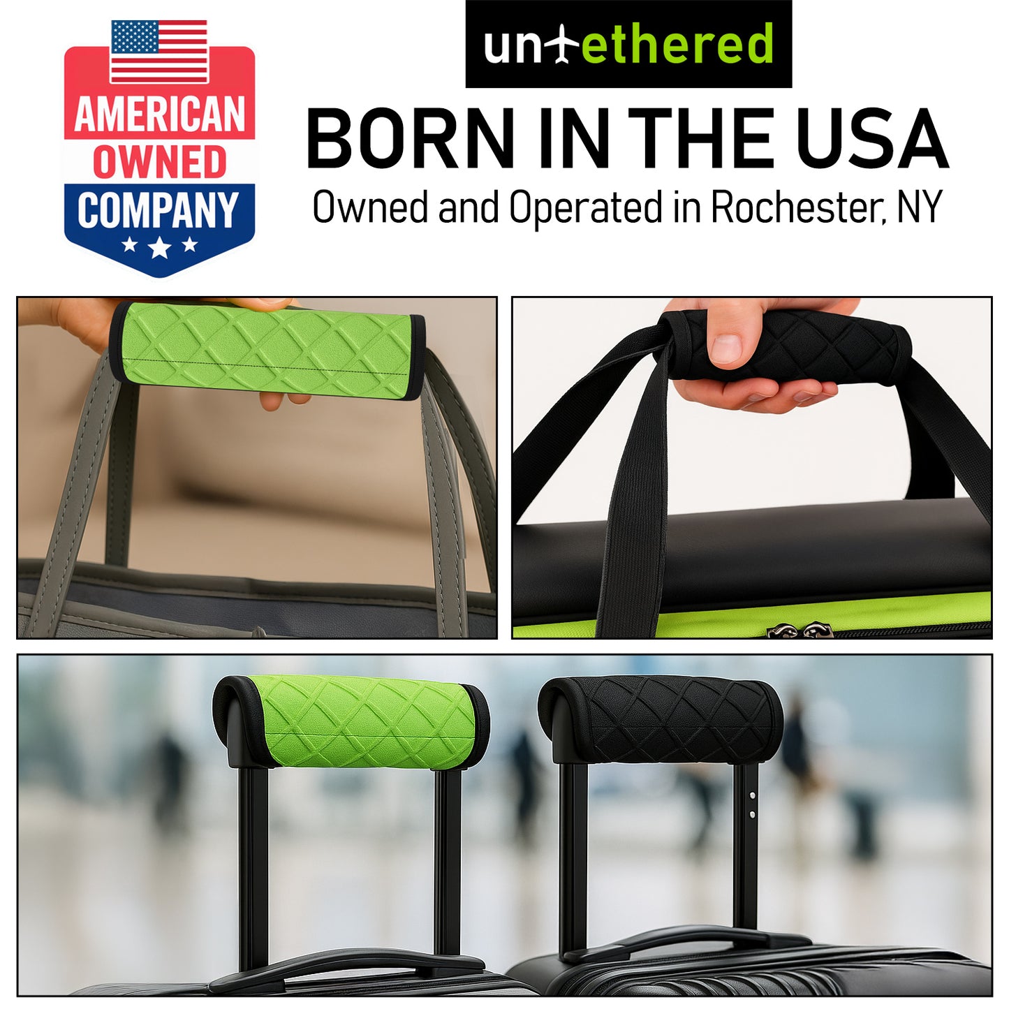 4-Pack Black Padded Luggage Handle Wraps