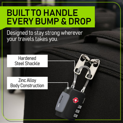 3-Pack Black TSA-Approved Luggage Locks