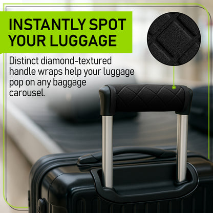 4-Pack Black Padded Luggage Handle Wraps