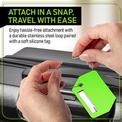 4-Pack Green Silicone Luggage Tag Set
