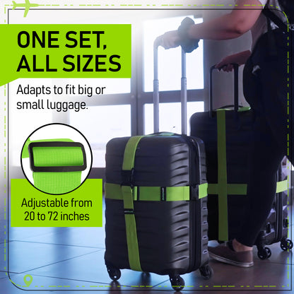 Green 4-Pack Luggage Straps