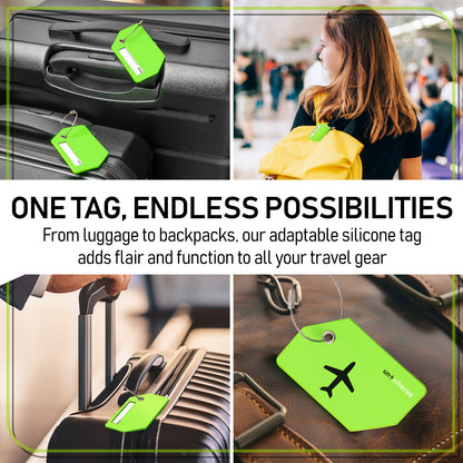 4-Pack Green Silicone Luggage Tag Set