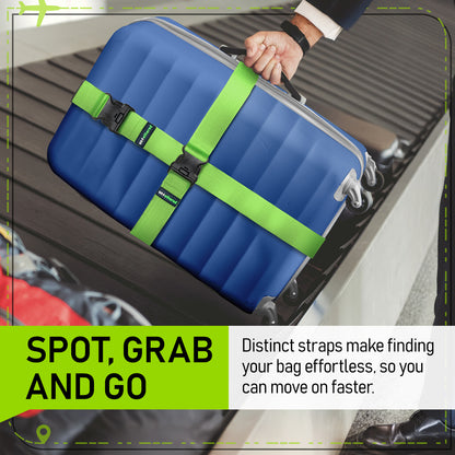 Green 4-Pack Luggage Straps