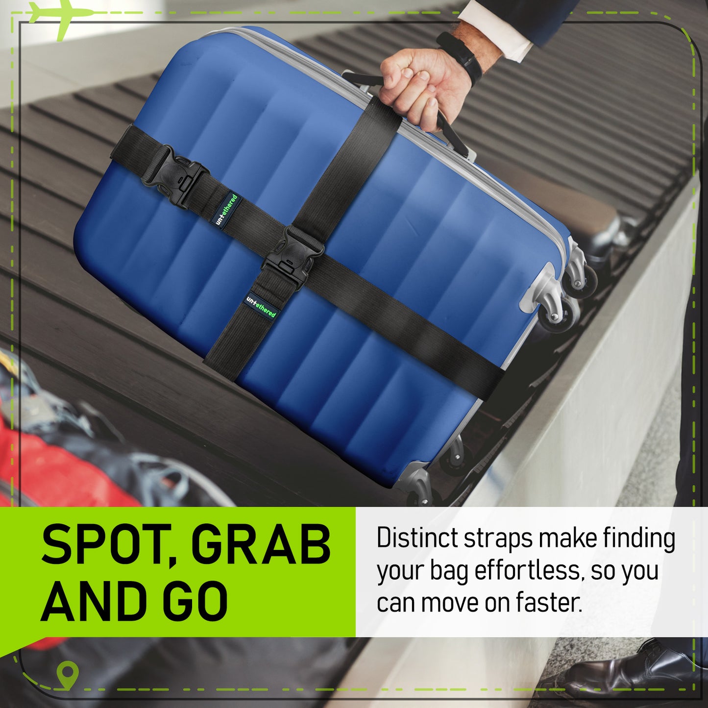 Black 4-Pack Luggage Straps