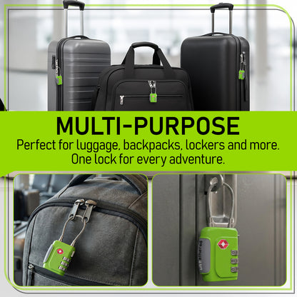 3-Pack Green TSA-Approved Luggage Locks
