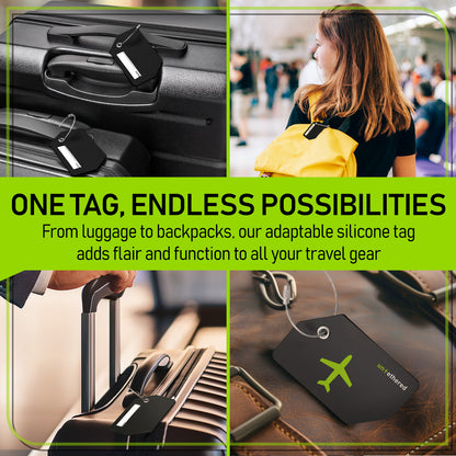 4-Pack Black Silicone Luggage Tag Set