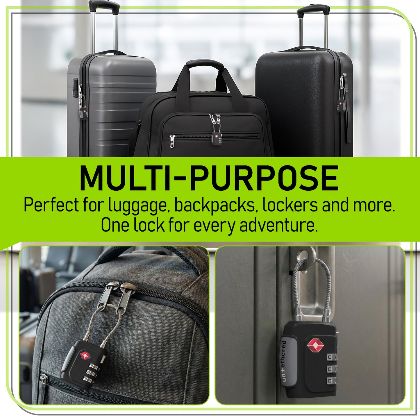 3-Pack Black TSA-Approved Luggage Locks