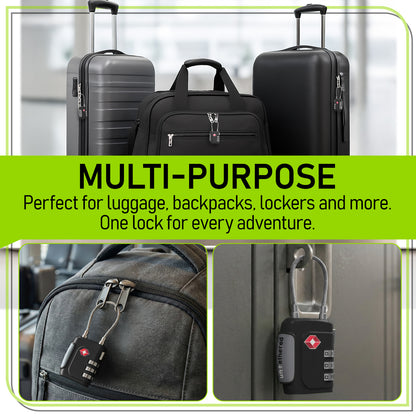 3-Pack Black TSA-Approved Luggage Locks