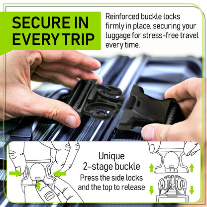 4-Pack Black Luggage Tag and Strap Set