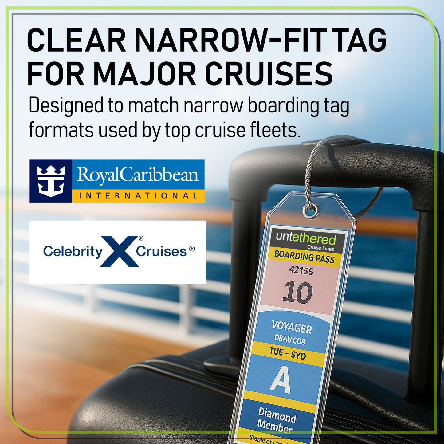 6-Pack Narrow Clear Cruise Luggage Tags