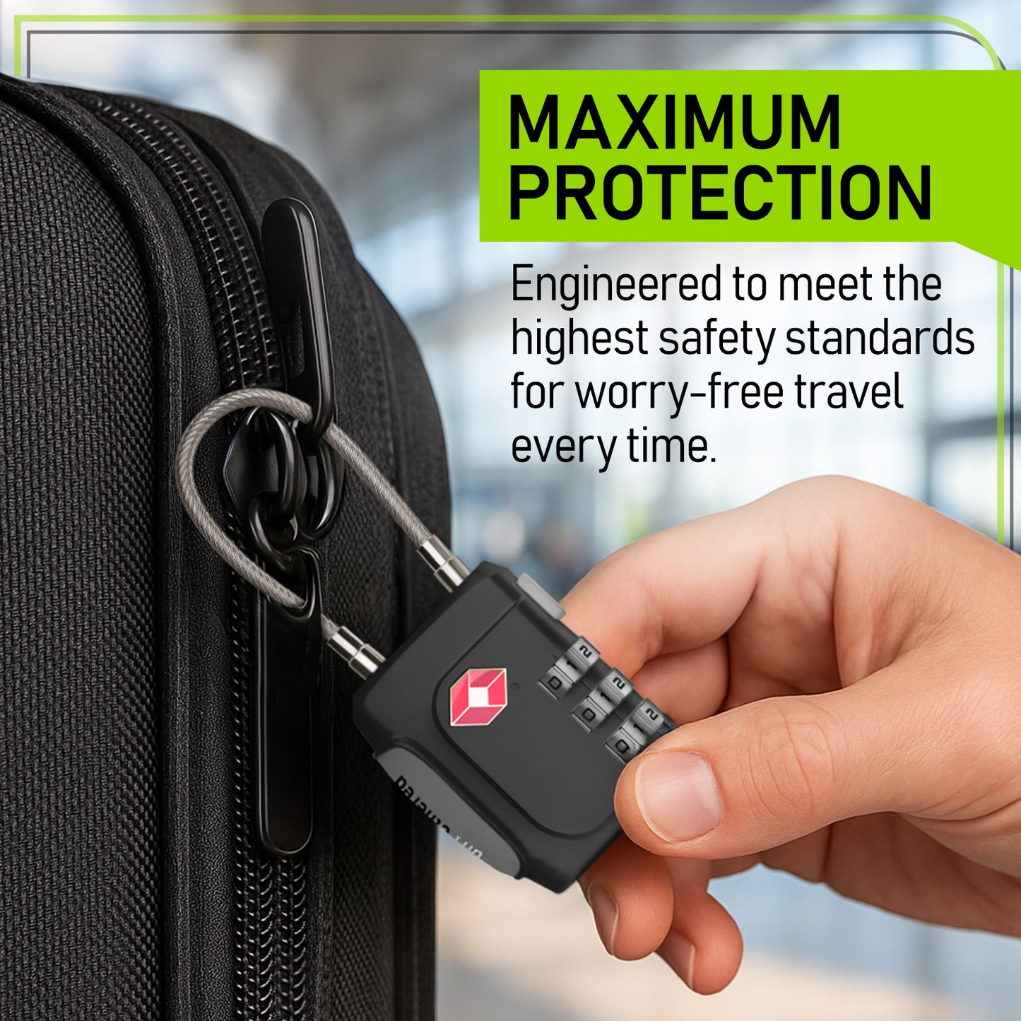 3-Pack Black TSA-Approved Luggage Locks