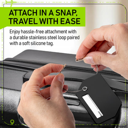 Black 4 Premium Luggage Straps and 4 Silicone Tags