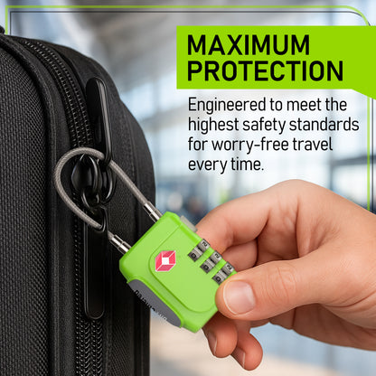 3-Pack Green TSA-Approved Luggage Locks