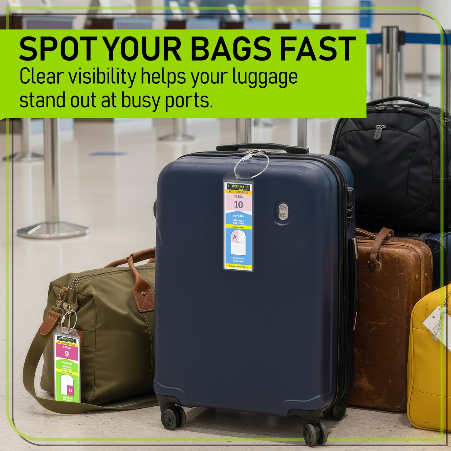 6-Pack Wide Clear Cruise Luggage Tags