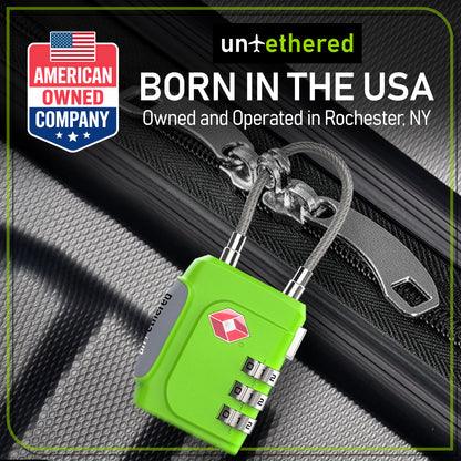 3-Pack Green TSA-Approved Luggage Locks