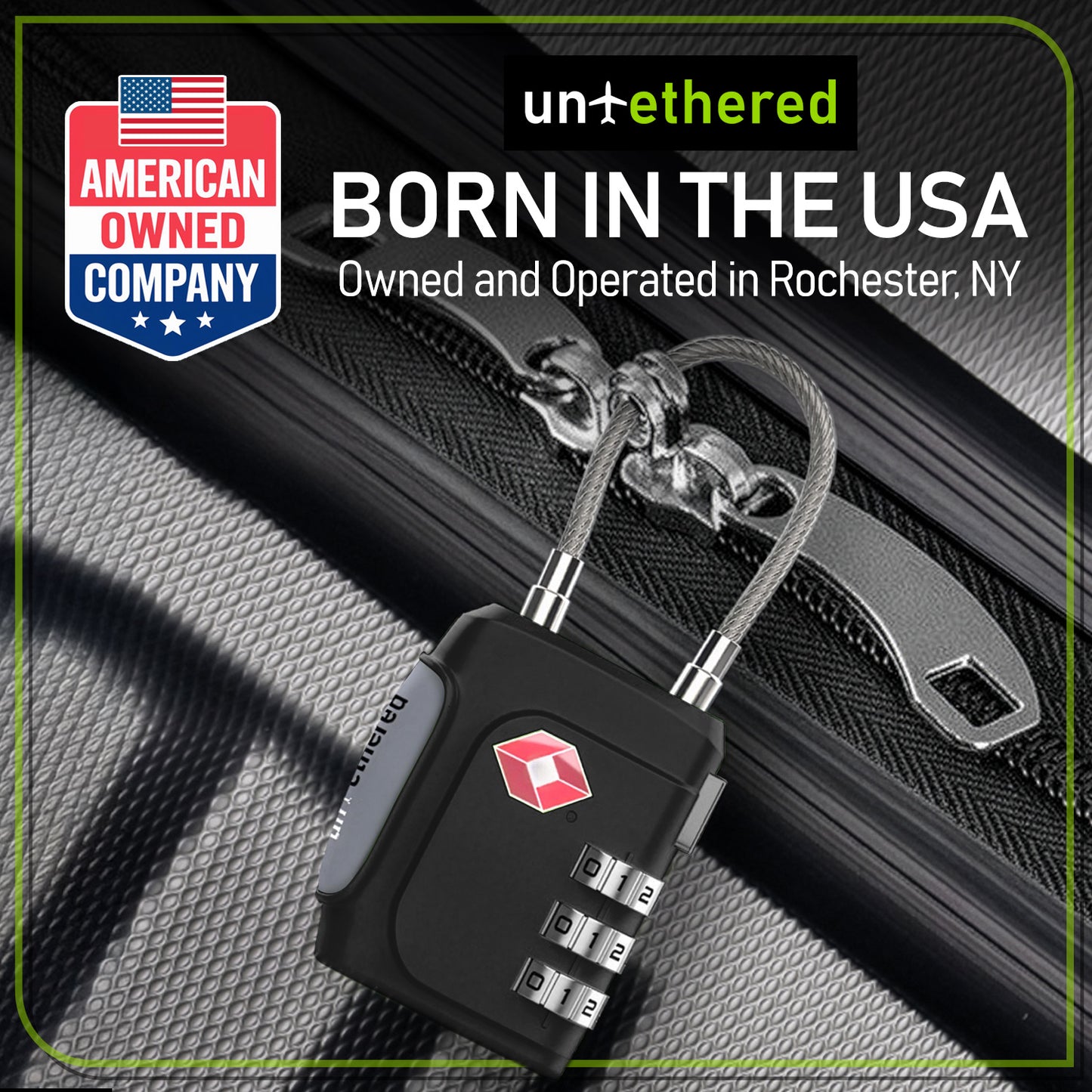 3-Pack Black TSA-Approved Luggage Locks