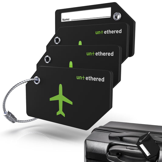 4-Pack Black Silicone Luggage Tag Set