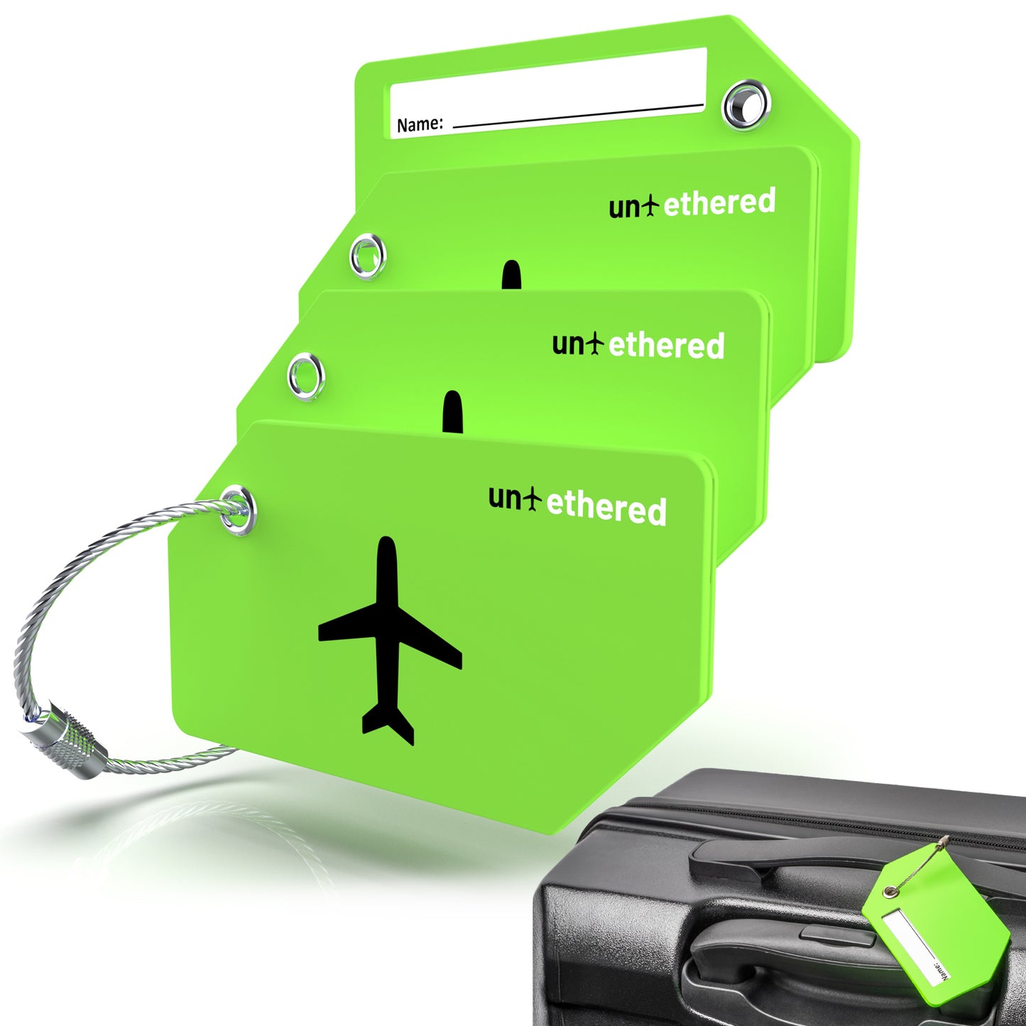 4-Pack Green Silicone Luggage Tag Set