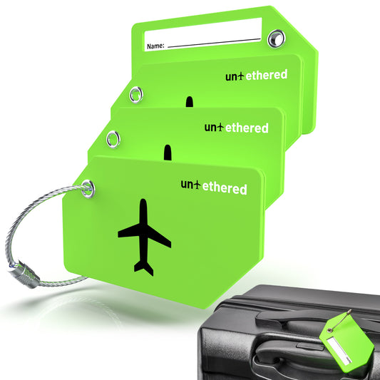 4-Pack Green Silicone Luggage Tag Set