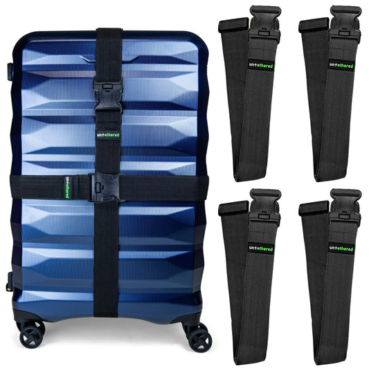 Black 4-Pack Luggage Straps